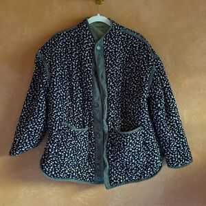 Blank NYC Reversible Quilted Floral Jacket Green Small